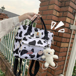 Girl Cow Pattern School Bag Japanese Multi-function Student Backpack - seeitheretoday